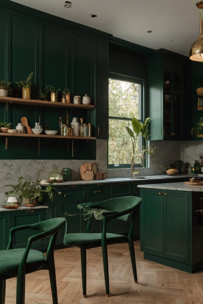 dark green kitchen cabinets, modern kitchen design, kitchen cabinet trends, interior decor trends, designer kitchen cabinets, kitchen remodel ideas, green kitchen decor