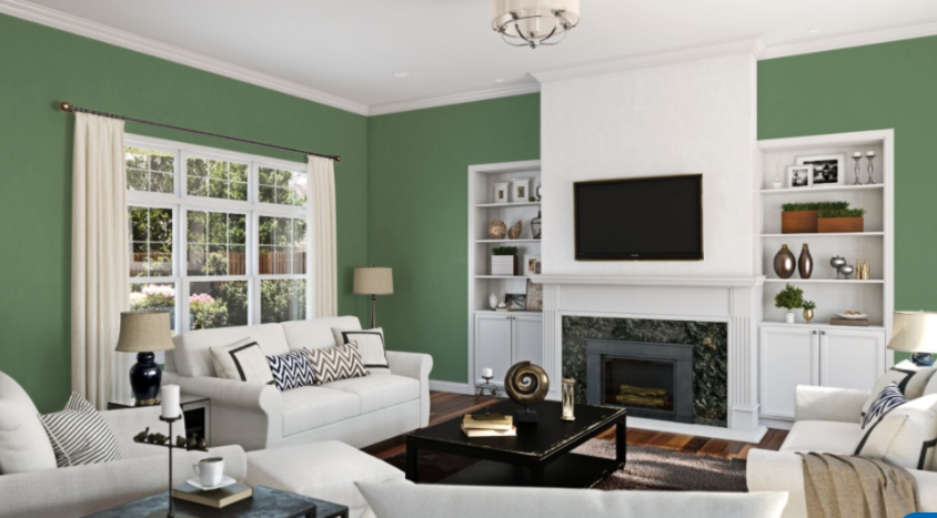 Sherwin Williams Inland (SW 6452)
A deep, rich green with earthy undertones, offering a grounded and nature-inspired feel. It creates a cozy, sophisticated atmosphere, ideal for adding depth to any room.