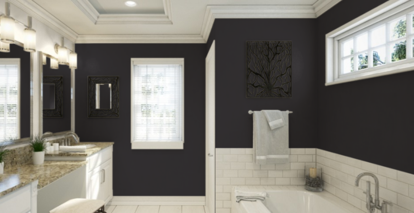 Sherwin-Williams Domino (SW 6989)
A deep, rich black with a hint of warmth, Domino creates a dramatic and elegant look, offering a bold backdrop that enhances any room's sophistication and depth.