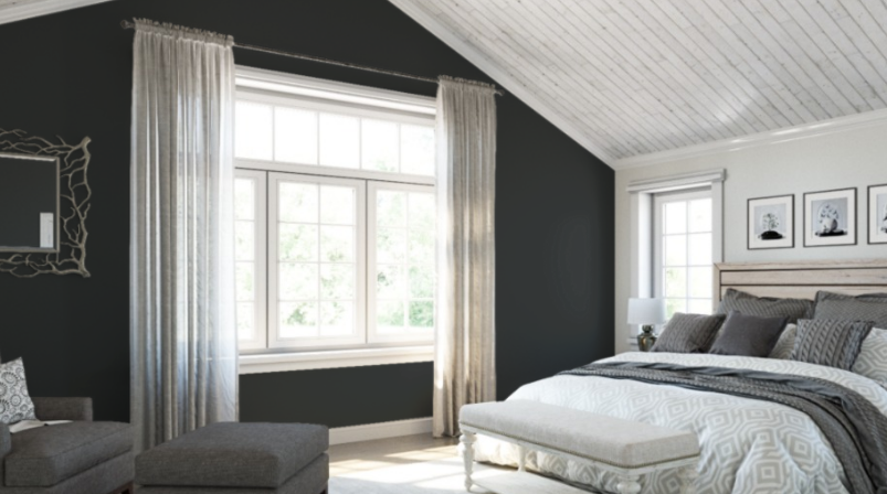 Sherwin-Williams Greenblack (SW 6994)
An almost black green with rich depth, creating a dramatic and luxurious contrast to plum tones, ideal for a bold and contemporary space.