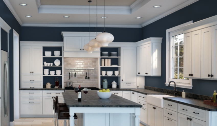 Sherwin Williams Naval (SW 6244)
A deep, navy blue that adds a rich, elegant contrast to kitchen cabinets, perfect for creating a dramatic and timeless look.