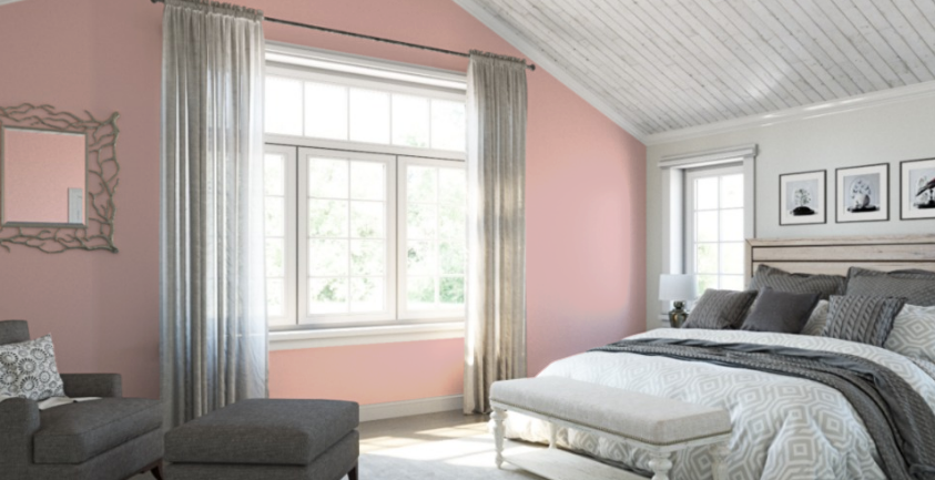 Sherwin Williams Bella Pink (SW 6596)
A soft, blush pink with purple undertones, offering a delicate balance when combined with rich hunter green for a stylish and calming atmosphere.