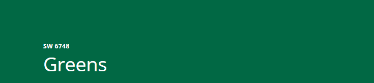 Sherwin-Williams Greens (SW 6748)
A deep, rich green with a slightly muted quality, Greens provides a lush, sophisticated backdrop that adds depth and elegance, perfect for creating a dramatic and serene space.