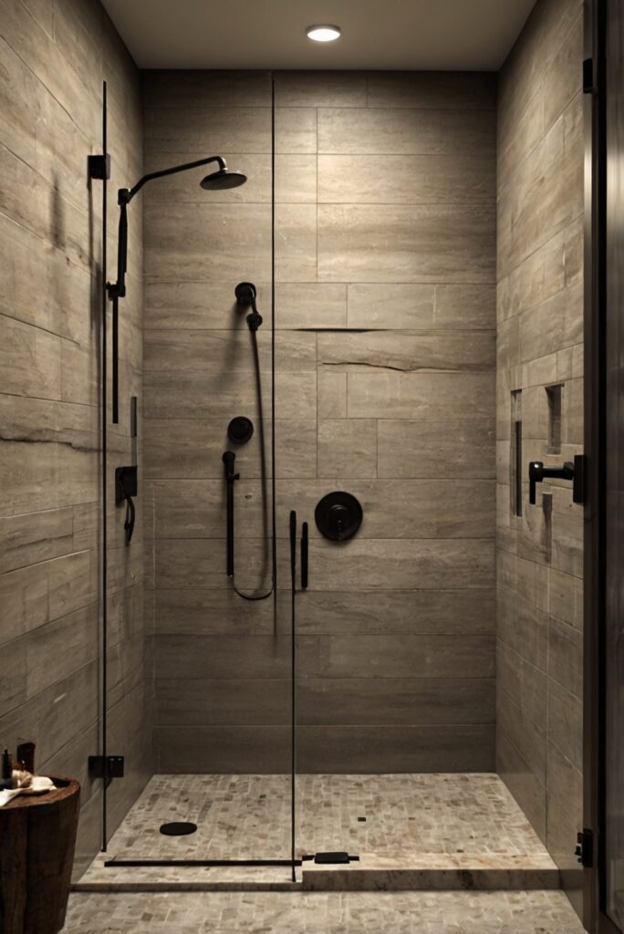 frameless glass shower enclosure, glass shower door, modern bathroom design, sleek bathroom decor, shower enclosure design, bathroom remodel ideas, contemporary shower design