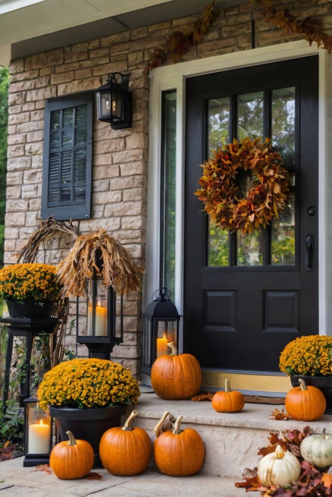 Fall porch decor, Autumn porch styling, Outdoor fall decorations, Front porch fall ideas, Seasonal porch accents