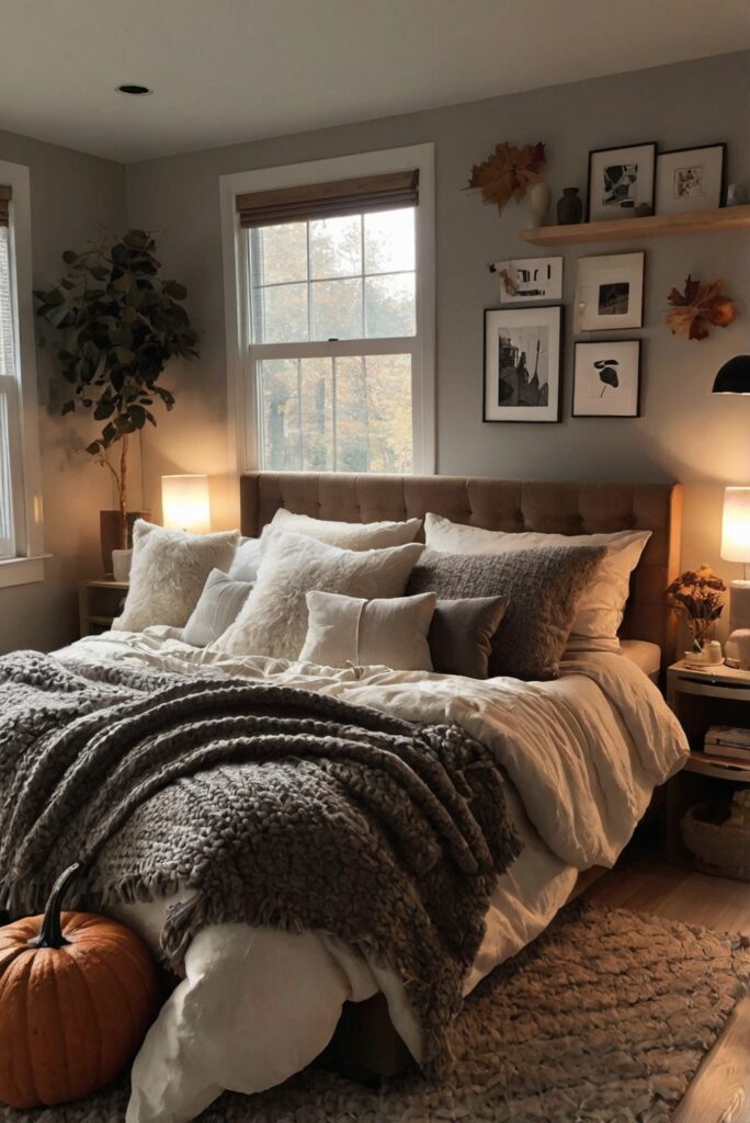 fall bedroom decor, cozy bedroom ideas, bedroom makeover, cozy bedroom design, bedroom decorating ideas