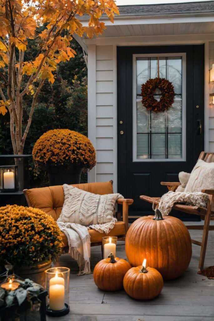 Fall porch decor, Front porch decorations, Autumn porch ideas, Outdoor fall decorations, Seasonal porch displays