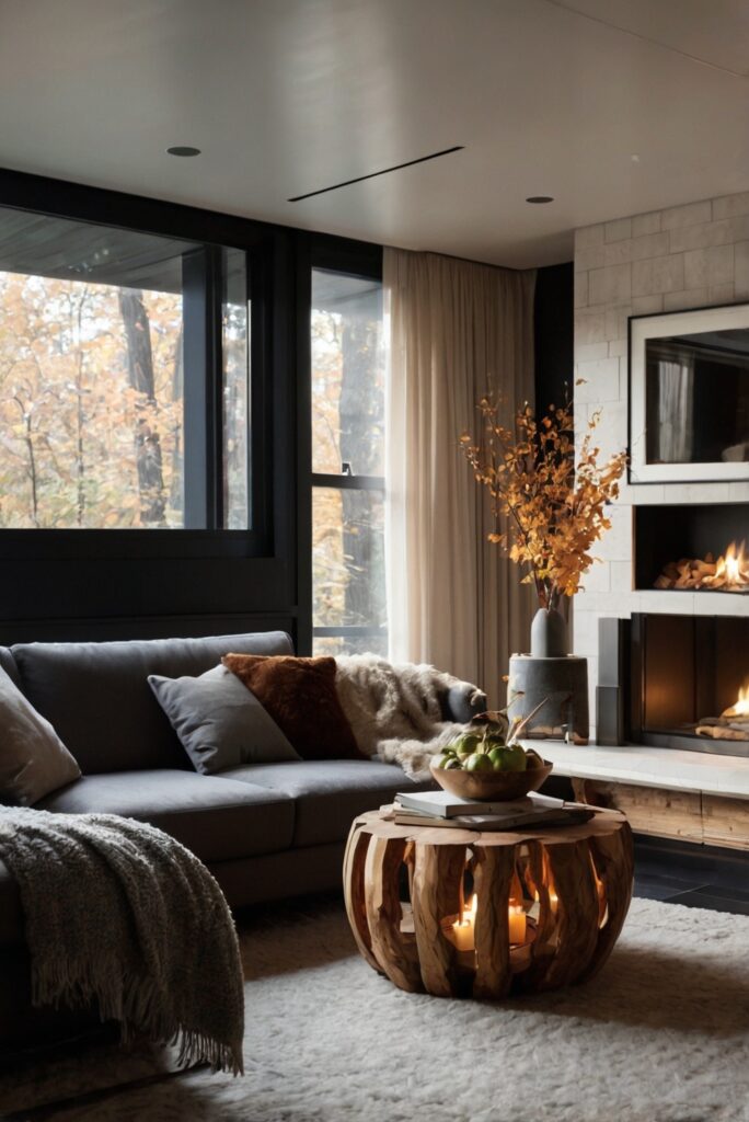 Fall decor ideas,, living room upgrade,, stylish home decor,, seasonal interior design,, autumn home makeover