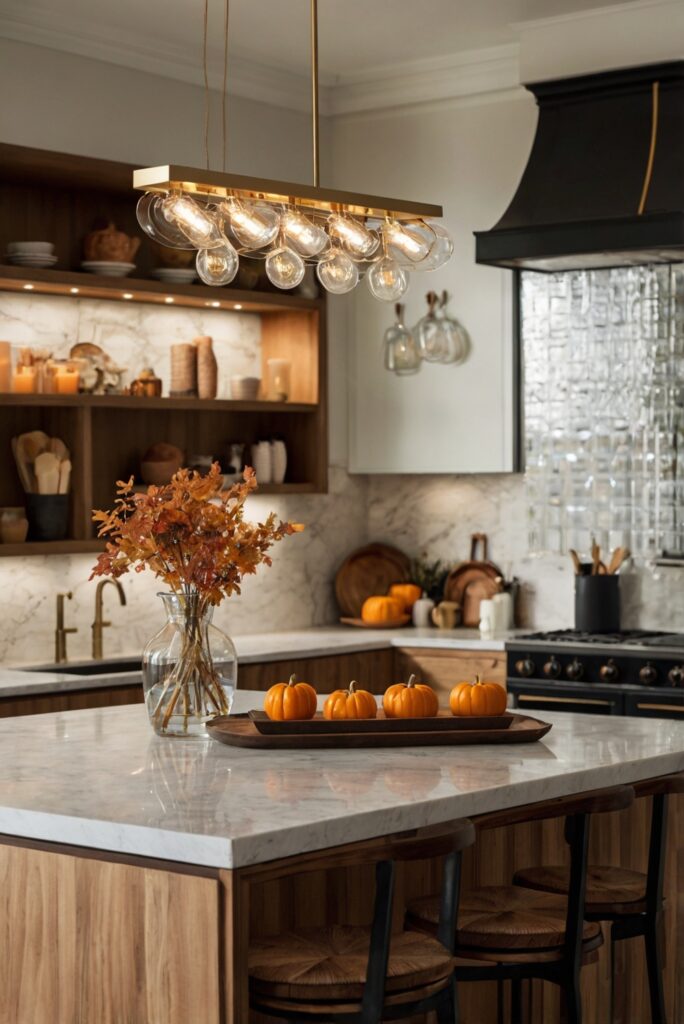 Kitchen decor ideas, Fall home decorations, Seasonal kitchen updates, Autumn decor, Trendy kitchen accessories