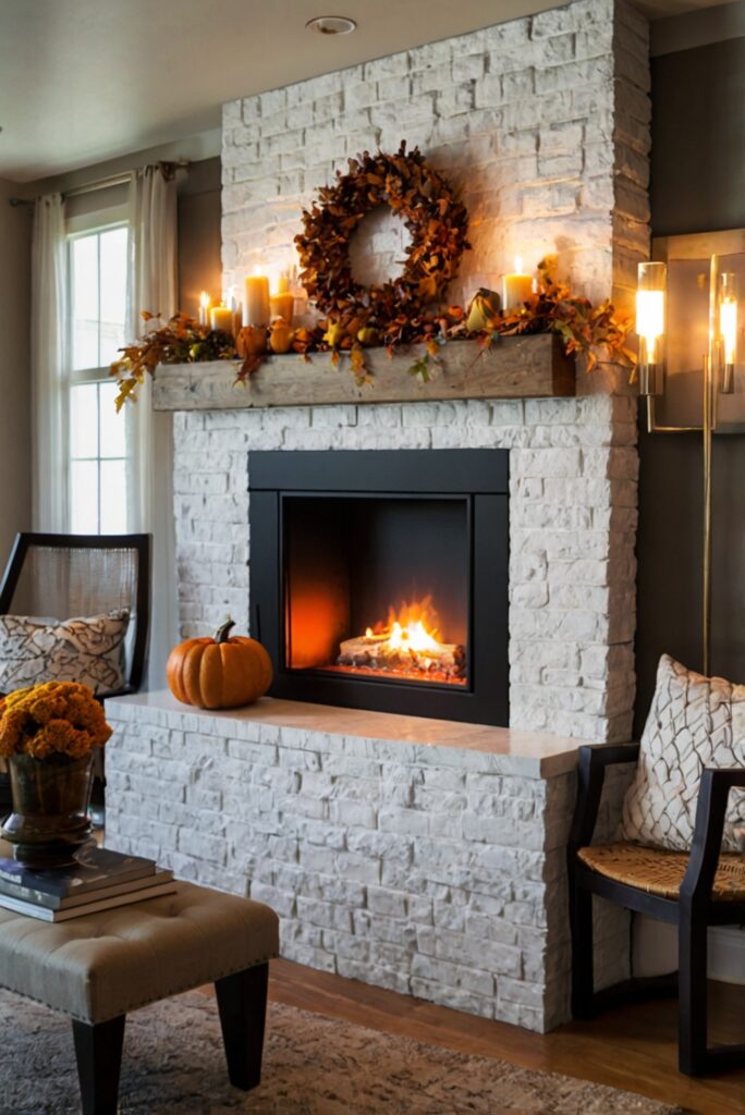 Fall mantel decor, autumn mantel decorations, seasonal mantel ideas, fireplace mantel design, mantel styling tips