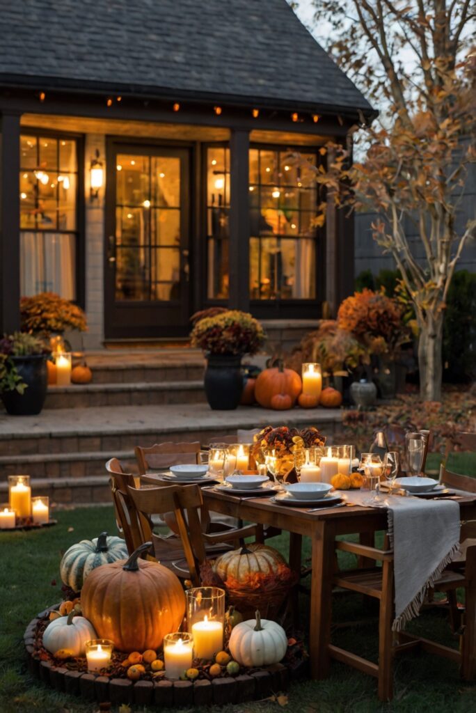 festive outdoor decorations, outdoor Thanksgiving decor, yard decorations, festive yard ideas, Thanksgiving yard decor