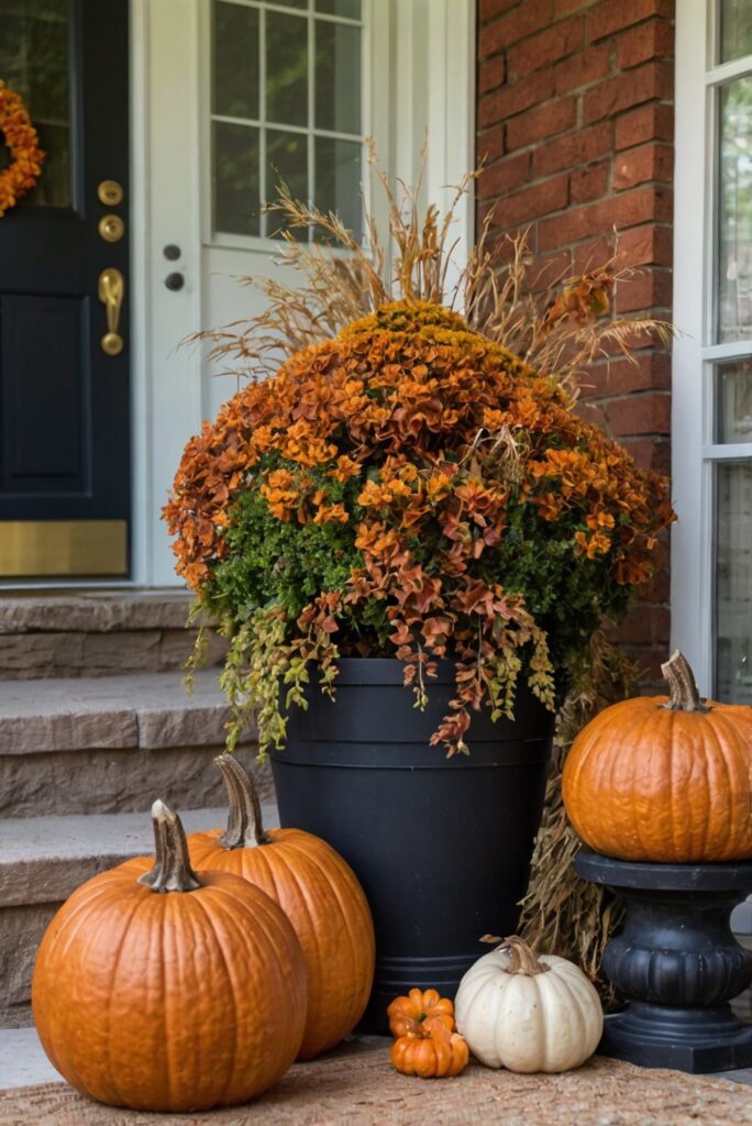 Fall porch decor, Outdoor fall decorations, Autumn porch ideas, Front porch fall decor, Fall porch styling