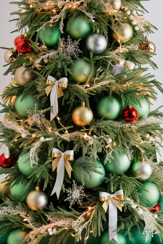 Sage Green Christmas Tree Decor, Trendy Holiday Decor, Christmas Tree Ideas, Holiday Decoration Inspiration, Stylish Christmas Tree Designs