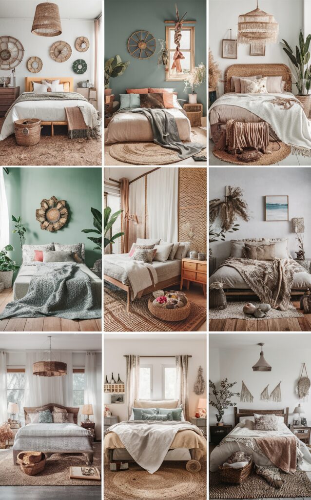 coastal bedroom decor, boho bedding, summer bedroom makeover, coastal decor ideas, bohemian bedroom design