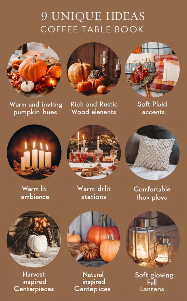 fall decor ideas, coffee table styling, autumn home decor, seasonal table decorations, elegant living room design