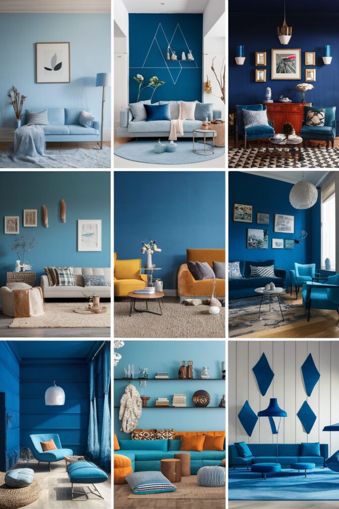 blue room decor, navy blue decor, blue room ideas, elegant blue room, modern blue room