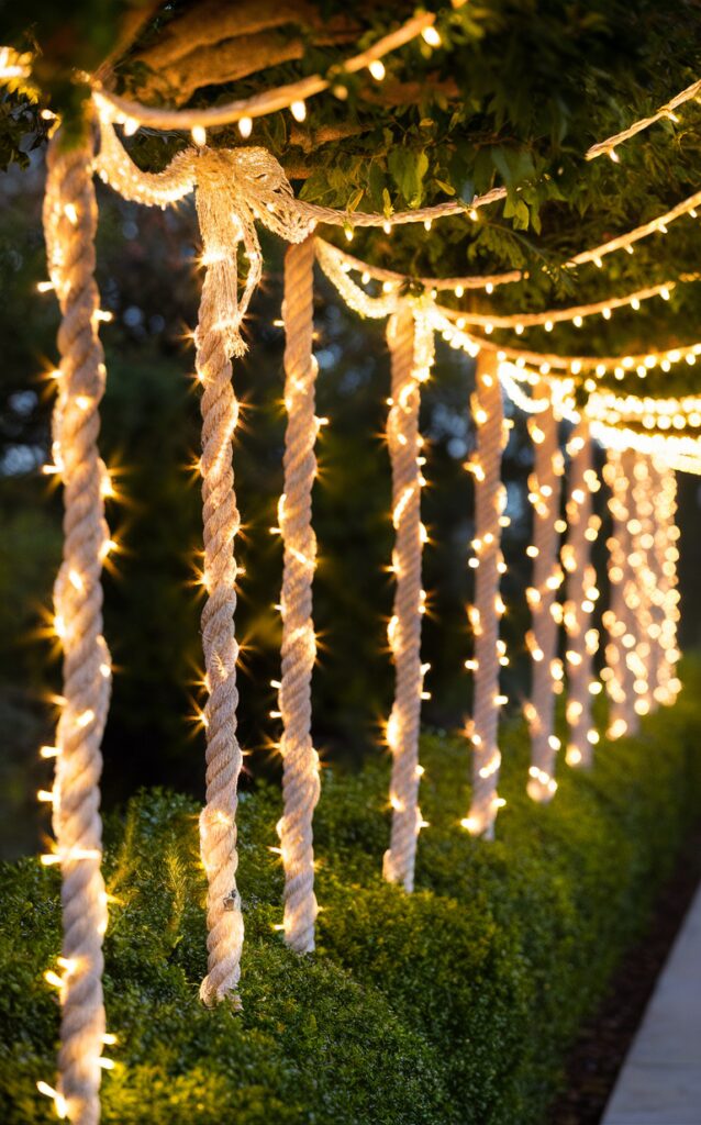 Christmas rope lights, outdoor rope lighting, LED rope lights, holiday pathway lights, illuminated walkway ideas