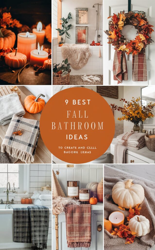 Fall bathroom decor, Autumn bathroom inspiration, Cozy bathroom renovations, Seasonal bathroom updates, Warm bathroom color schemes