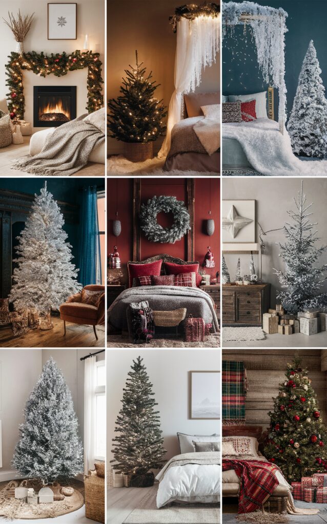 Christmas bedroom decor , Holiday bedroom decorations , Festive bedroom ideas , Cozy winter bedroom , Seasonal bedroom themes