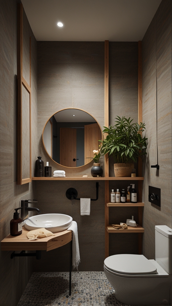 Compact Japandi Bathroom Interior for Small