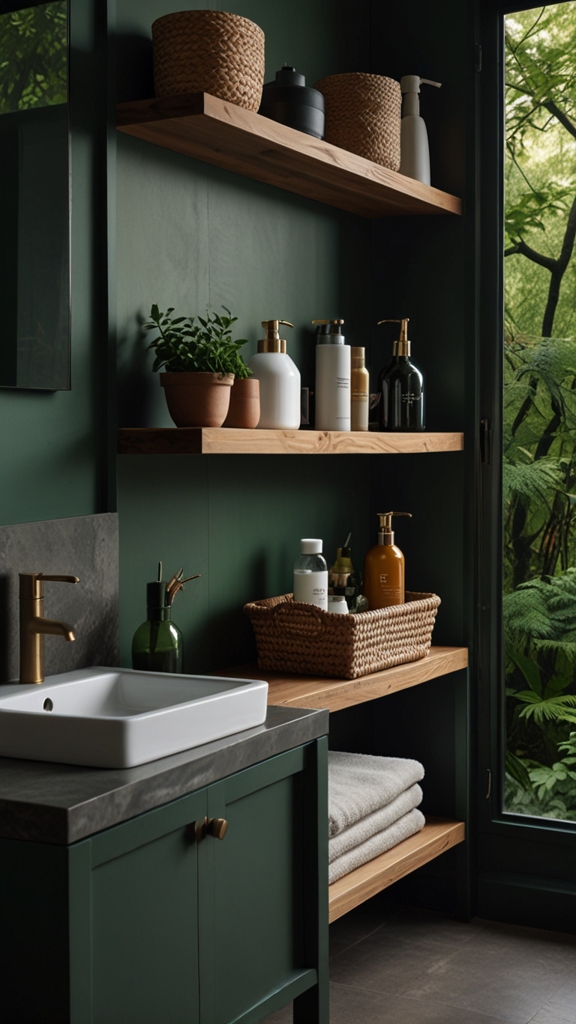 Open Storage Solutions in Japandi Bathroom Interiors