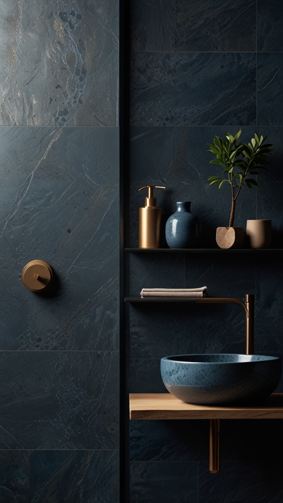 Stone and Ceramic Textures in Japandi Bathroom Interiors