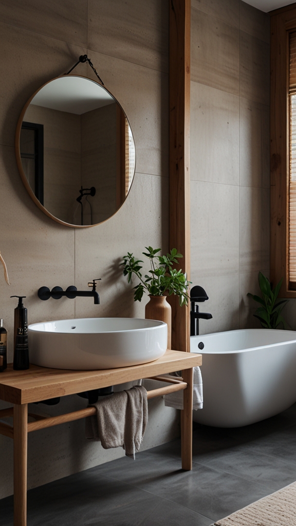 Subtle Japanese and Scandinavian Fusion in Japandi Bathroom Interiors