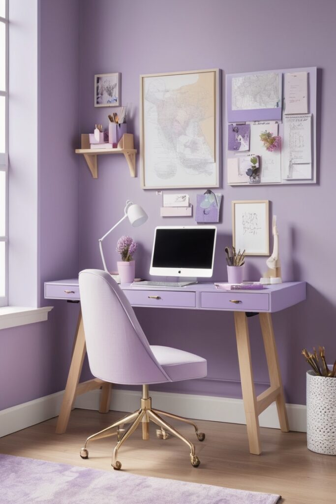 Lilac Office, Modern Paint Trends, Home Office Decor, 2025 Color Ideas