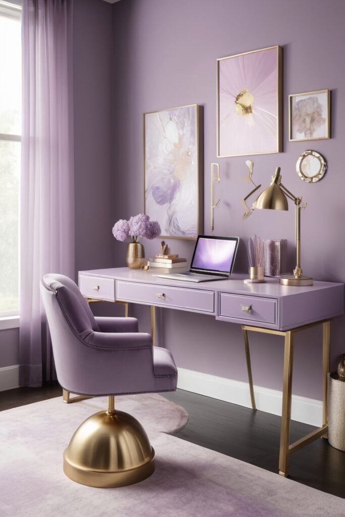 Lilac Office, Modern Paint Trends, Home Office Decor, 2025 Color Ideas