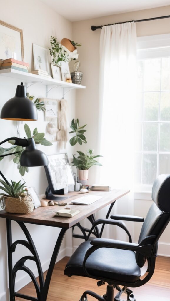 Iron sw desk, home office furniture, modern office decor, minimalist office design, stylish home office