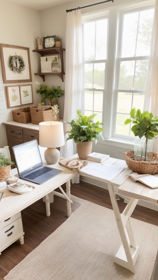 farmhouse desk, rustic office decor, vintage home office, shabby chic workspace, country-style office furniture