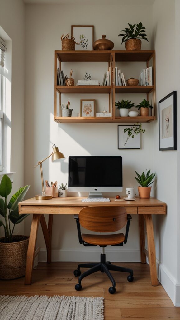 minimalist home office, Scandinavian home office, productivity space, minimalist workspace, serene office setup