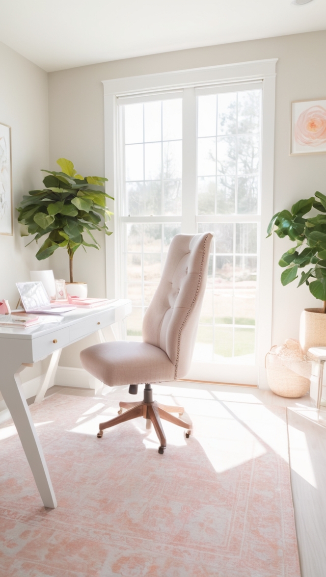 modern home office ideas, stylish workspace decor, chic office design, feminine home office decor, trendy desk accessories