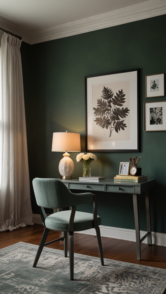 Green home office decor, 
Home office furniture sets, 
Pewter green office supplies, 
Modern green office desk, 
Green home office accessories