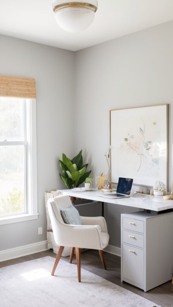 Repose Gray paint, home office decor, paint colors, interior design, gray paint palette