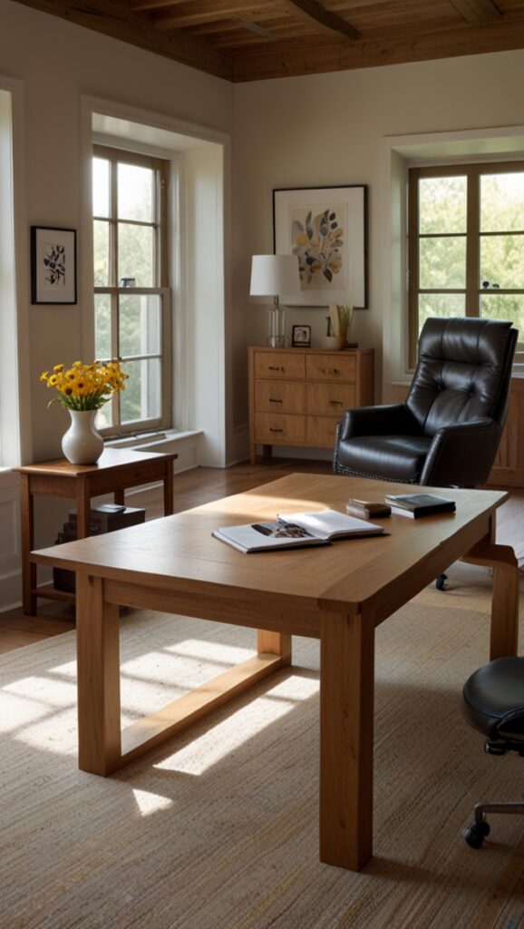 oak office furniture, office decor, home office design, contemporary office furniture, stylish office decor