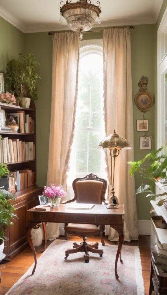 Victorian home decor, Elegant office design, Vintage-style workspace, Classic interior design, Timeless home office