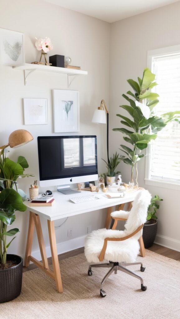 Black desk styling, Home office design, Office decor ideas, Workspace organization, Stylish office furniture