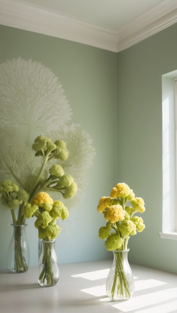 broccoflower paint color, unique wall color ideas, uplifting wall color schemes, creative interior wall colors, trendy wall painting techniques