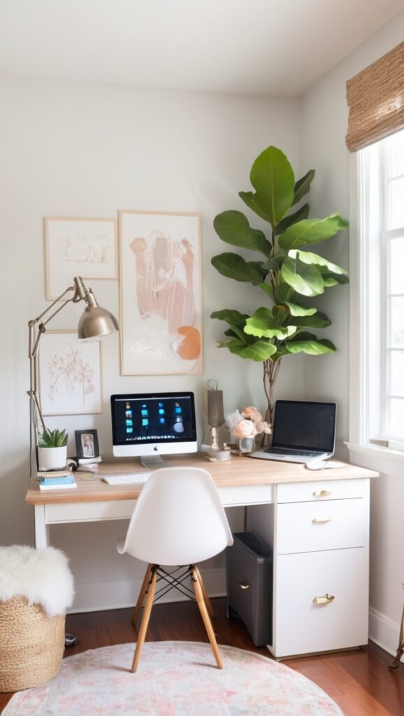 Home office decor, Interior design ideas, Office guest room, Home office furniture, Stylish workspace