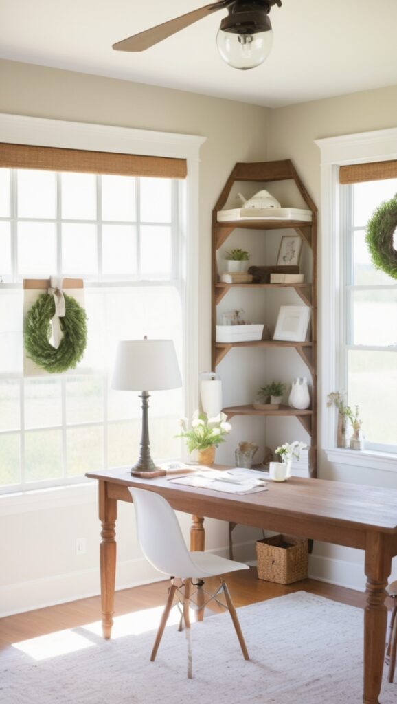 office renovation, rustic decor, farmhouse style, cozy workspace, interior design