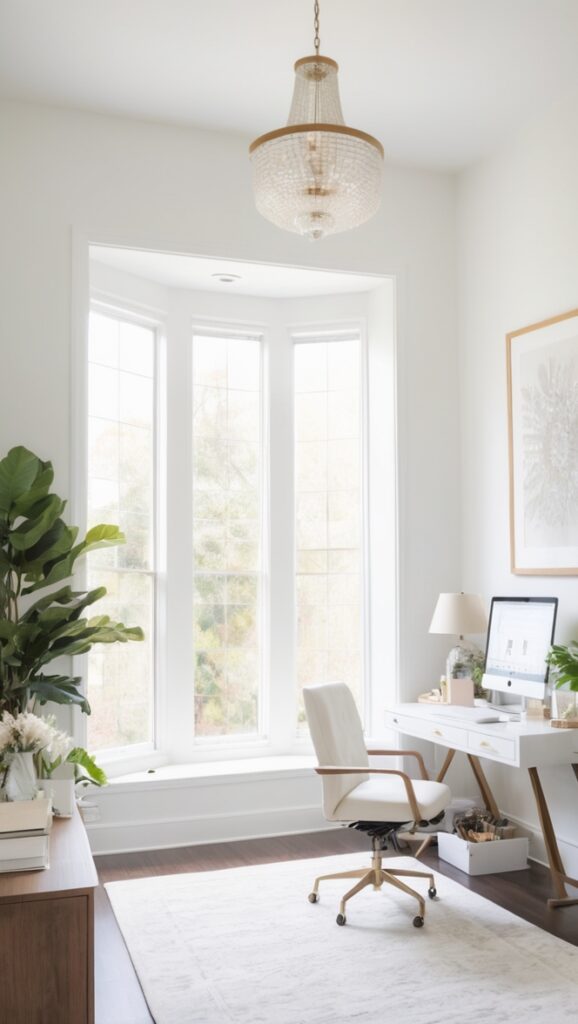 Home office design ideas, Modern office decor, Elegant office furniture, Stylish desk accessories, Chic home office design