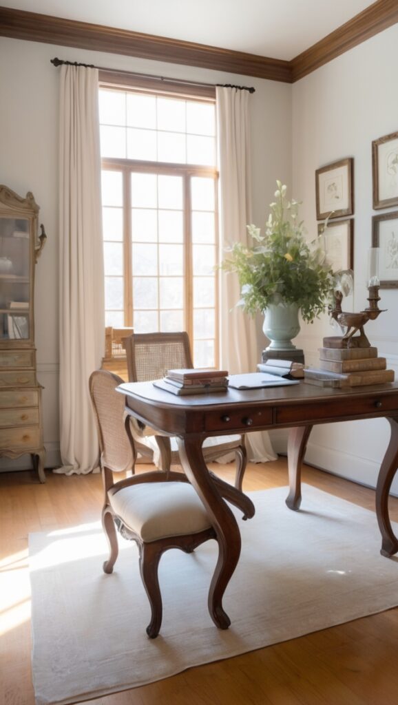 Parisian decor, French office design, Elegant office decor, European style office, Sophisticated workspace