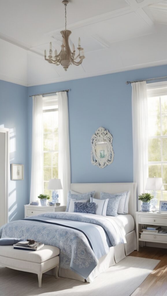 blue and white comforter, navy blue and white bedding, blue and white bedroom decor, blue and white duvet cover, peacock blue and white bedding