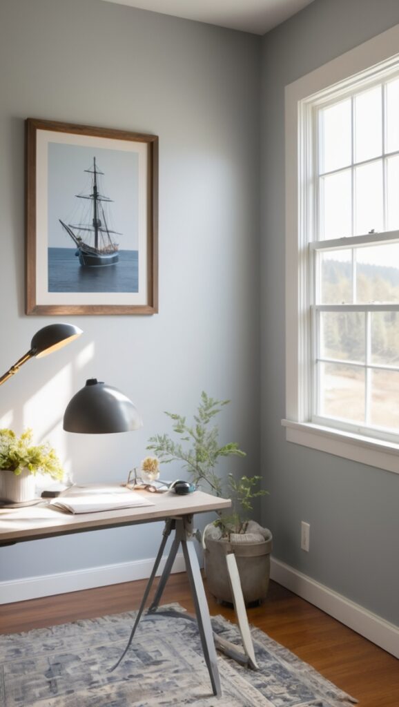 Grays Harbor paint, office color scheme, interior design, home renovation, color palette