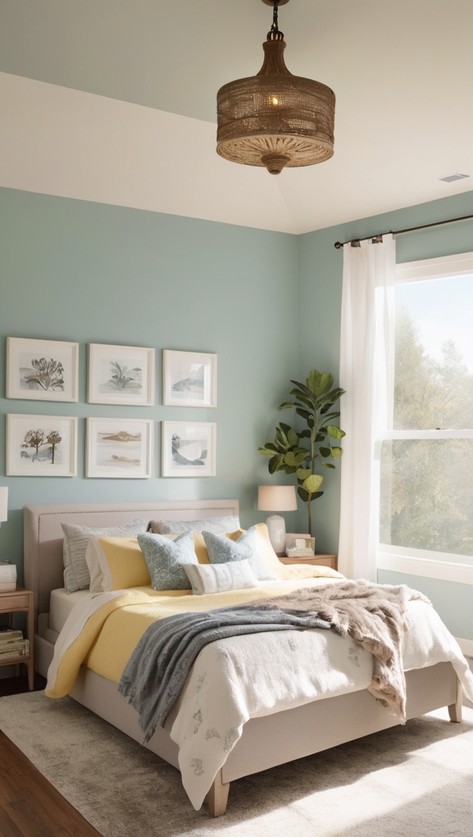 cozy bedroom decor, warm bedroom design, comfortable home interior, stylish bedroom atmosphere, inviting bedroom setup