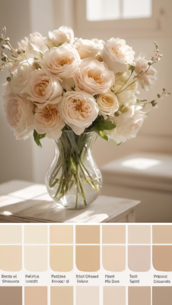 beige paint color, neutral color palette, earth tone color scheme, sandy beige color, light beige shade