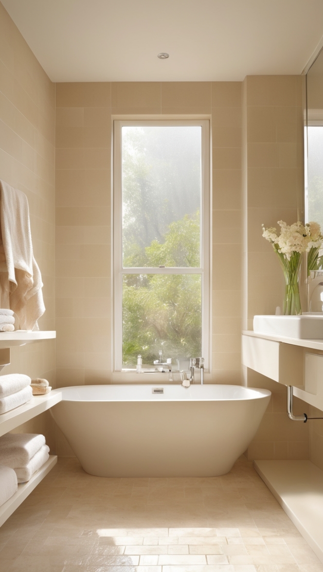 beige bathroom tiles, neutral bathroom tiles, cream bathroom tiles, tan bathroom tiles, sand bathroom tiles 