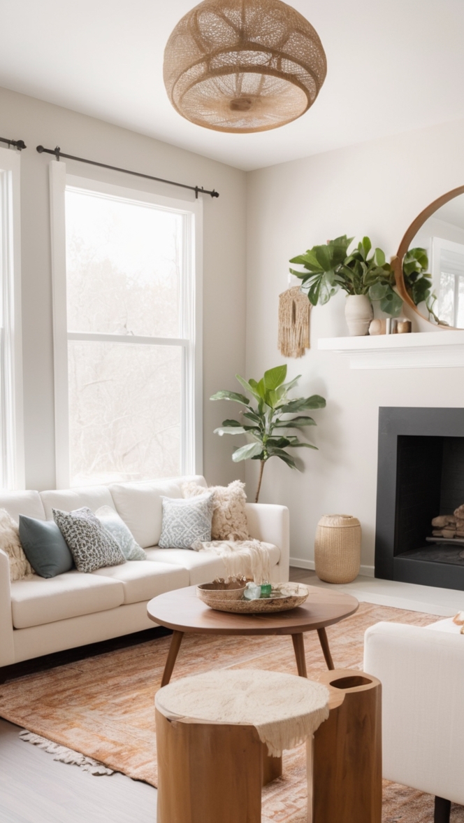 boho decor ideas, modern minimalist living room, bohemian home decor, contemporary boho style, minimalist design trends