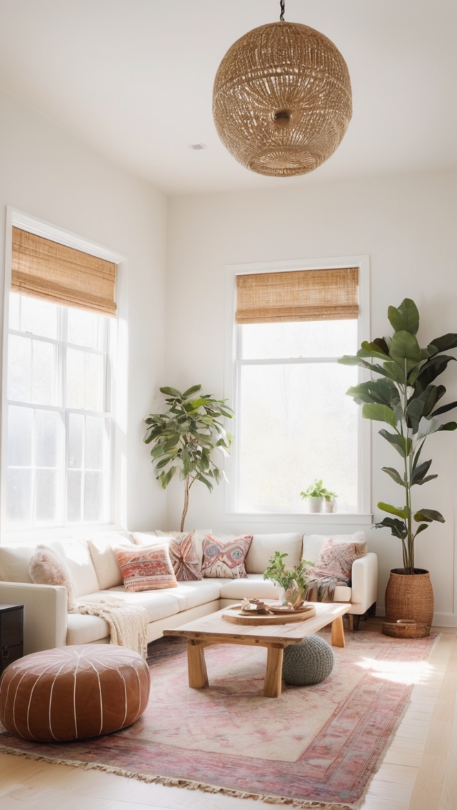 boho decor ideas, modern minimalist living room, bohemian home decor, contemporary boho style, minimalist design trends 